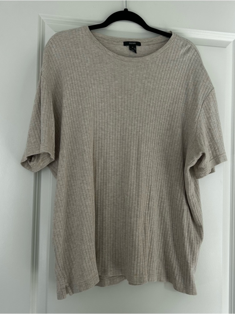 Alfani vintage inspired cotton ribbed tshirt in tan xl